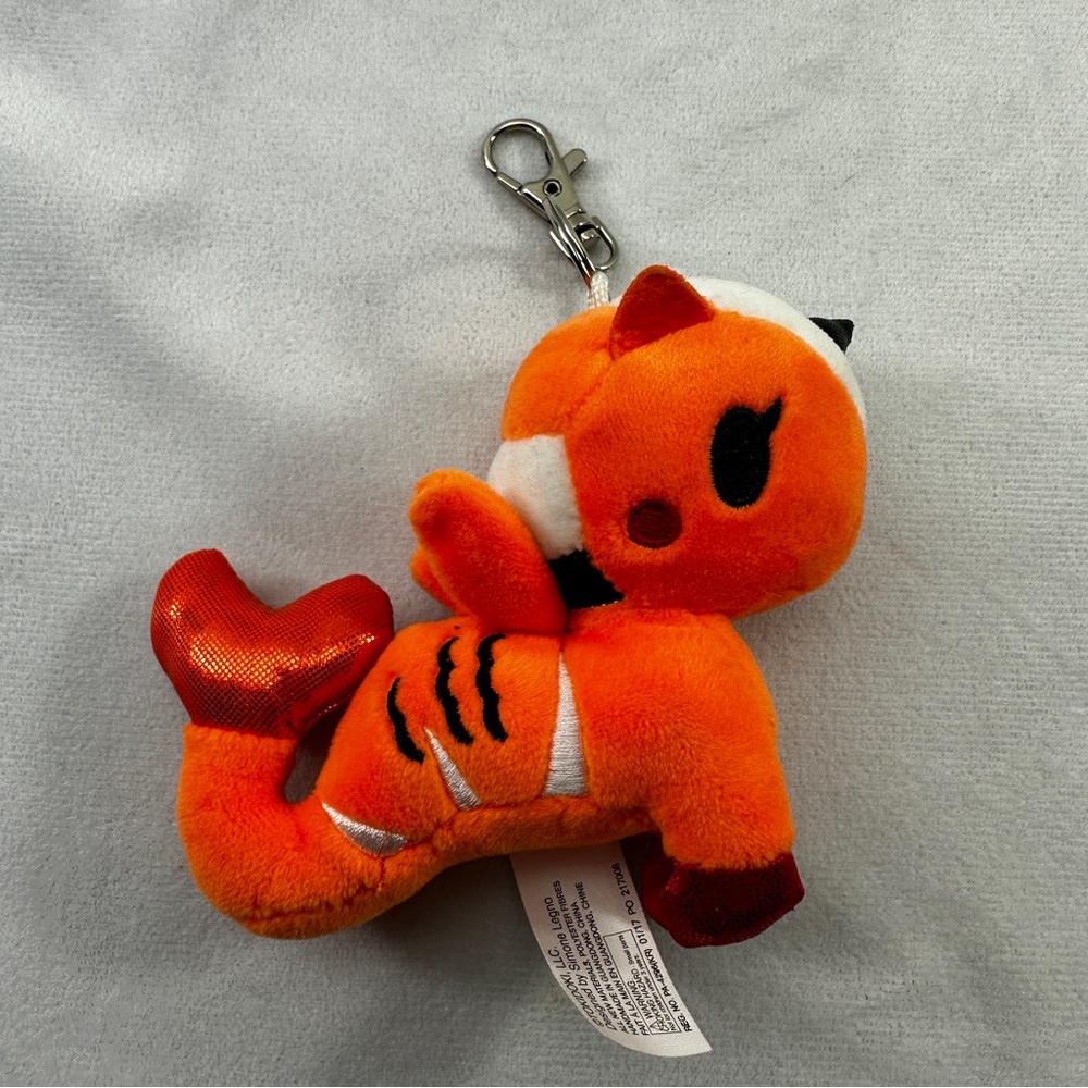 Tokidoki Mermaid Unicorn Keychain Orange Glitter Aurora MAREA Plush Clip-On